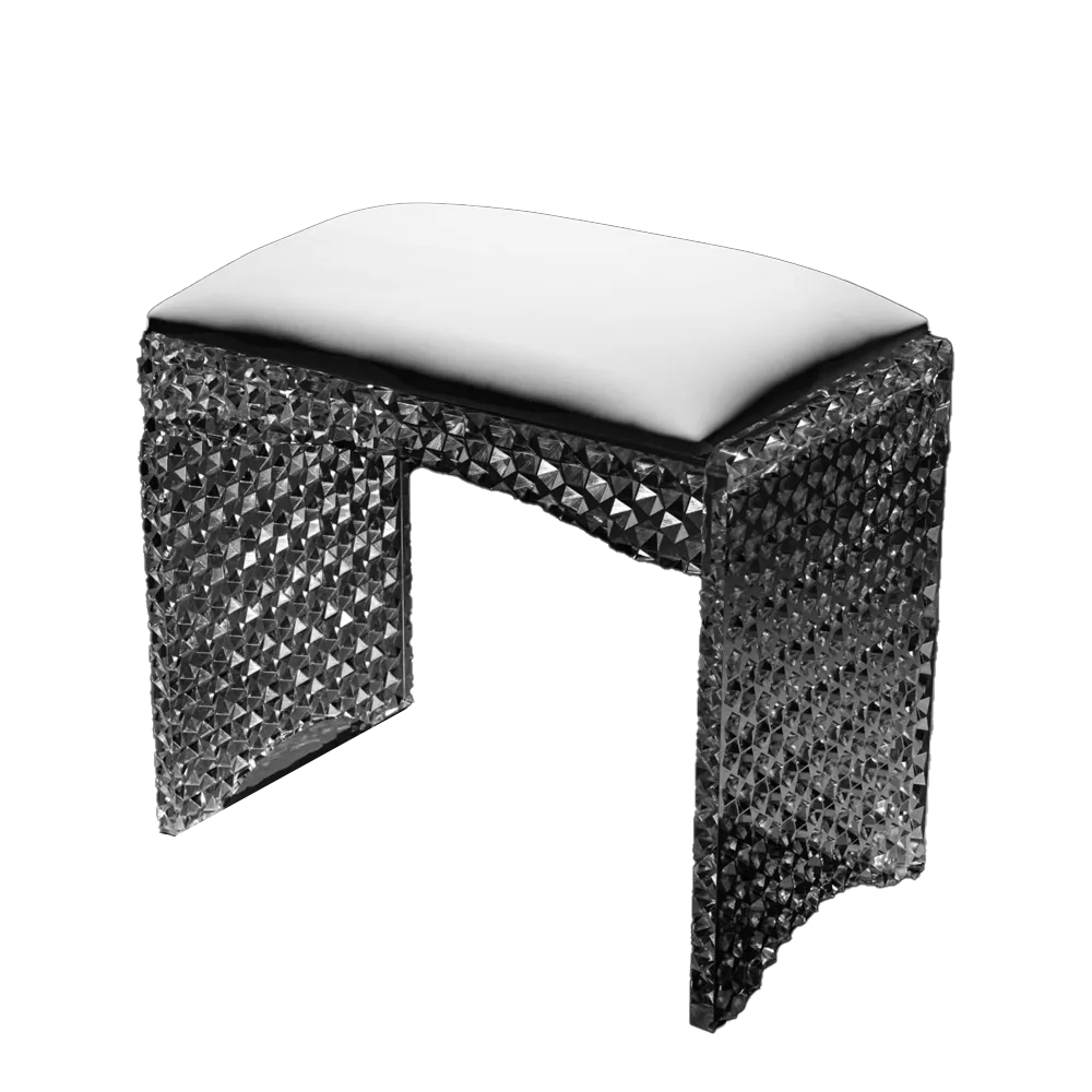 Pure Elegance Luxury Avant-Garde Geometric Faceted Crystal Piano Bench