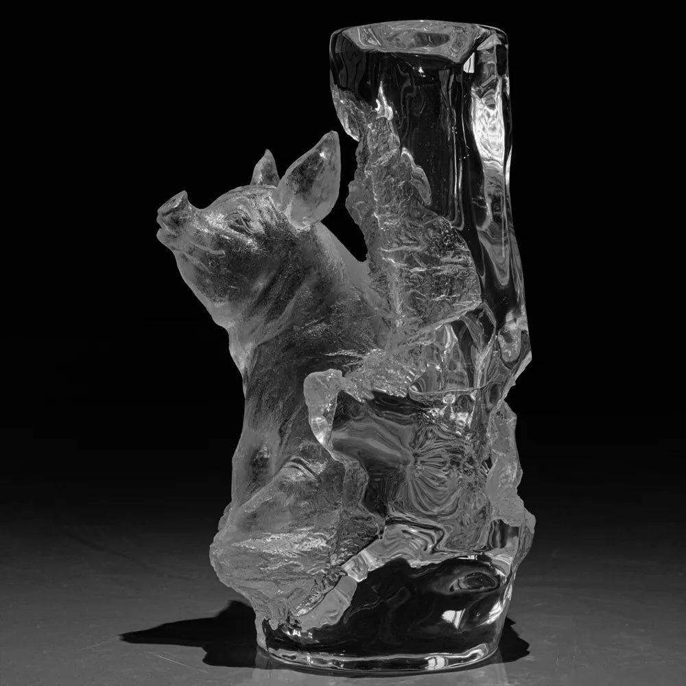 Chinese Zodiac Art Sculpture Crystal Pig Vase