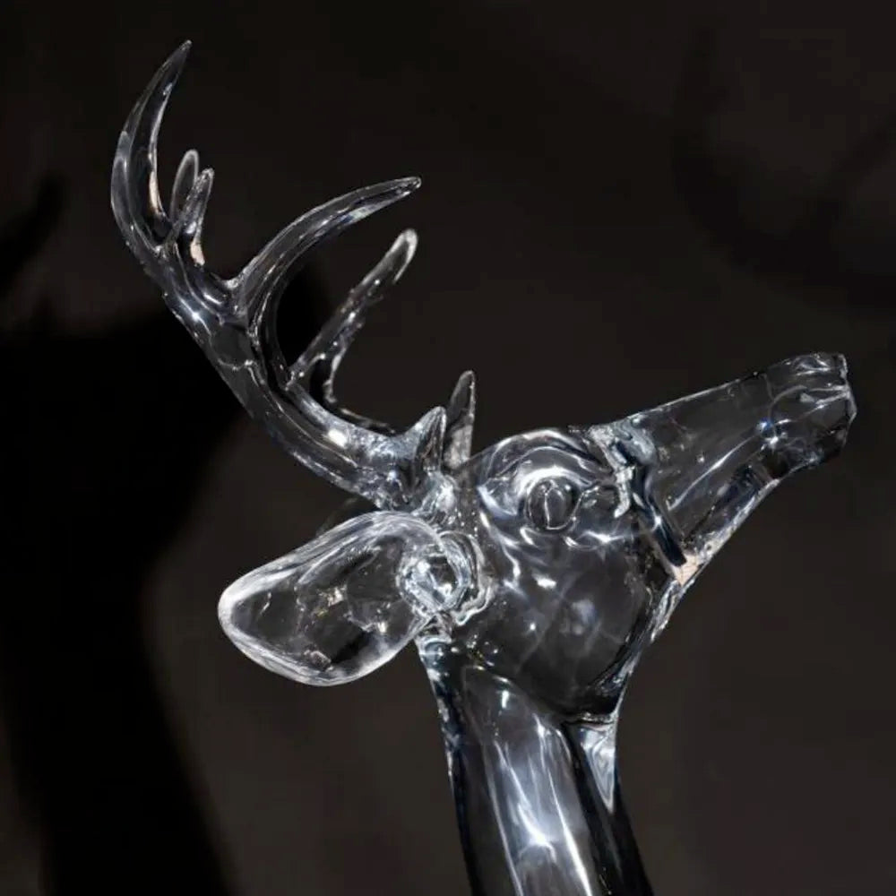 Majestic Looking Up Deer Statue, 1980mm Height, Large Synthetic Crystal Animal Sculpture for Grand Decor