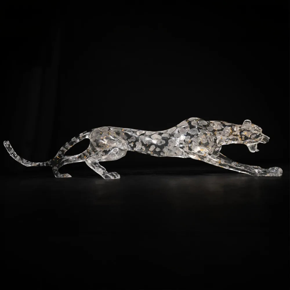 large crystal leopard sculpture