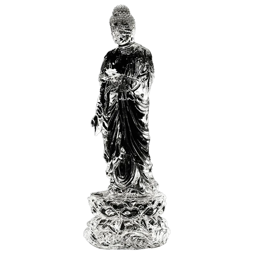Standing Shakyamuni Buddha Statue, 2000mm Height, Synthetic Crystal Sculpture for Grand Interior Decor