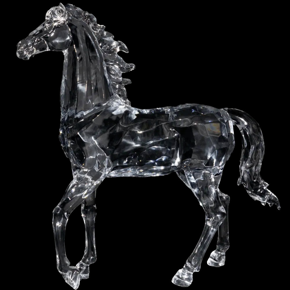 Majestic Standing Horse Crystal Sculpture (1.3M) – Art Statue