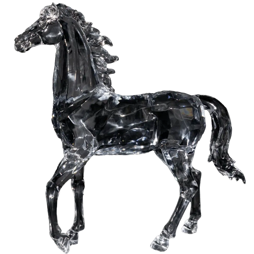 Majestic Standing Horse Crystal Sculpture (1.3M) – Art Statue