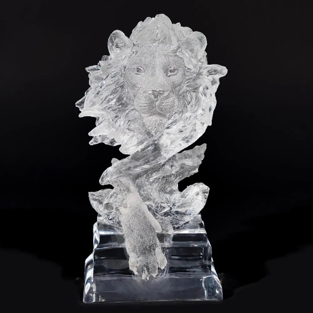 crystal lion bust sculpture king of pride majestic animal statue
