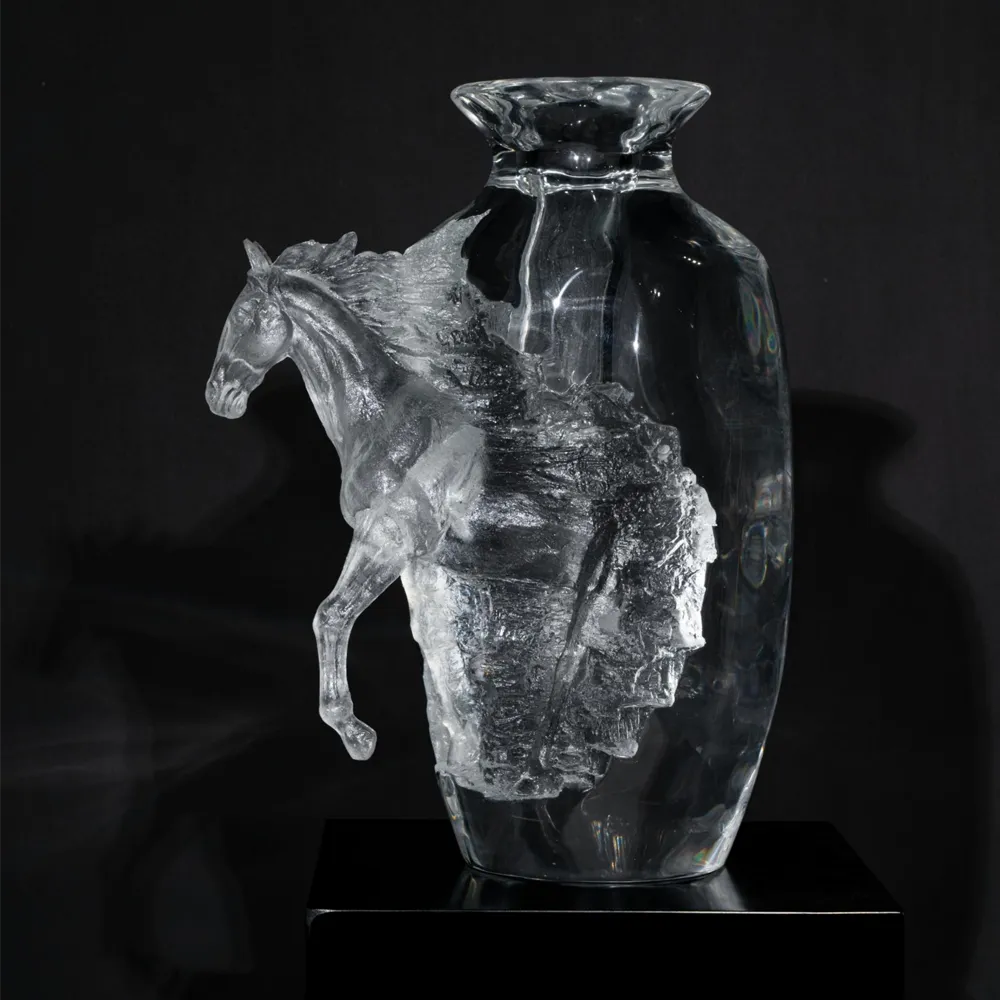 Chinese Zodiac art vase crystal horse sculpture decorative piece