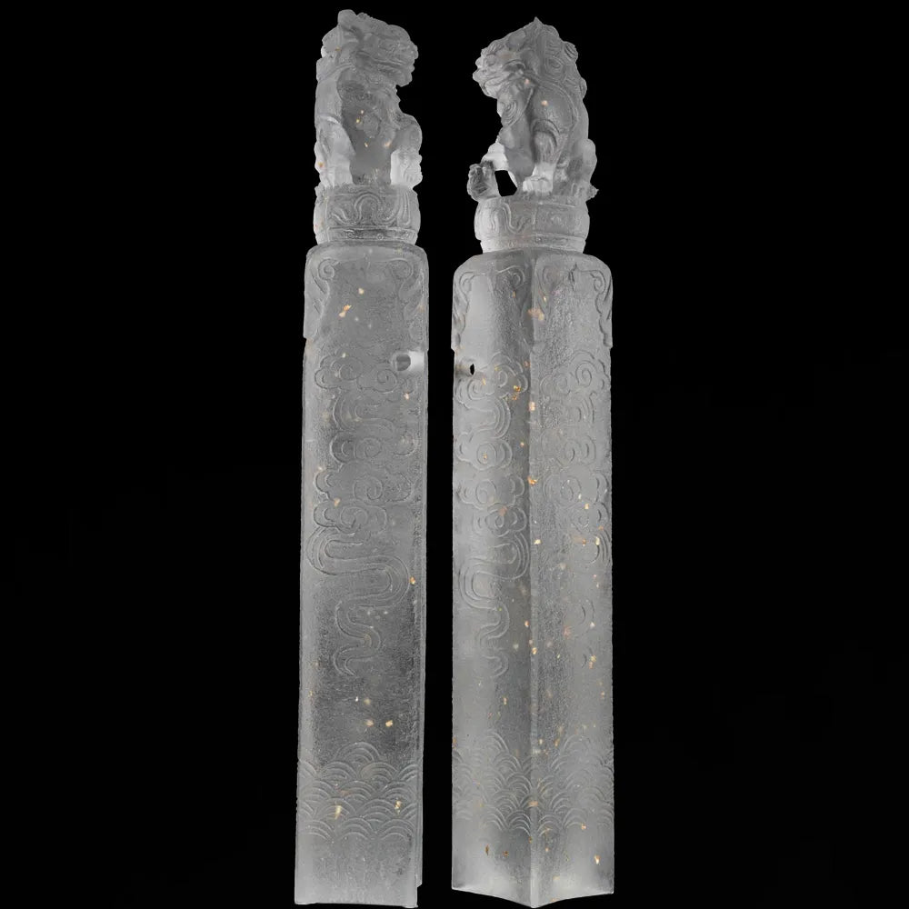 large crystal lion sculpture pillar style decorative art statue