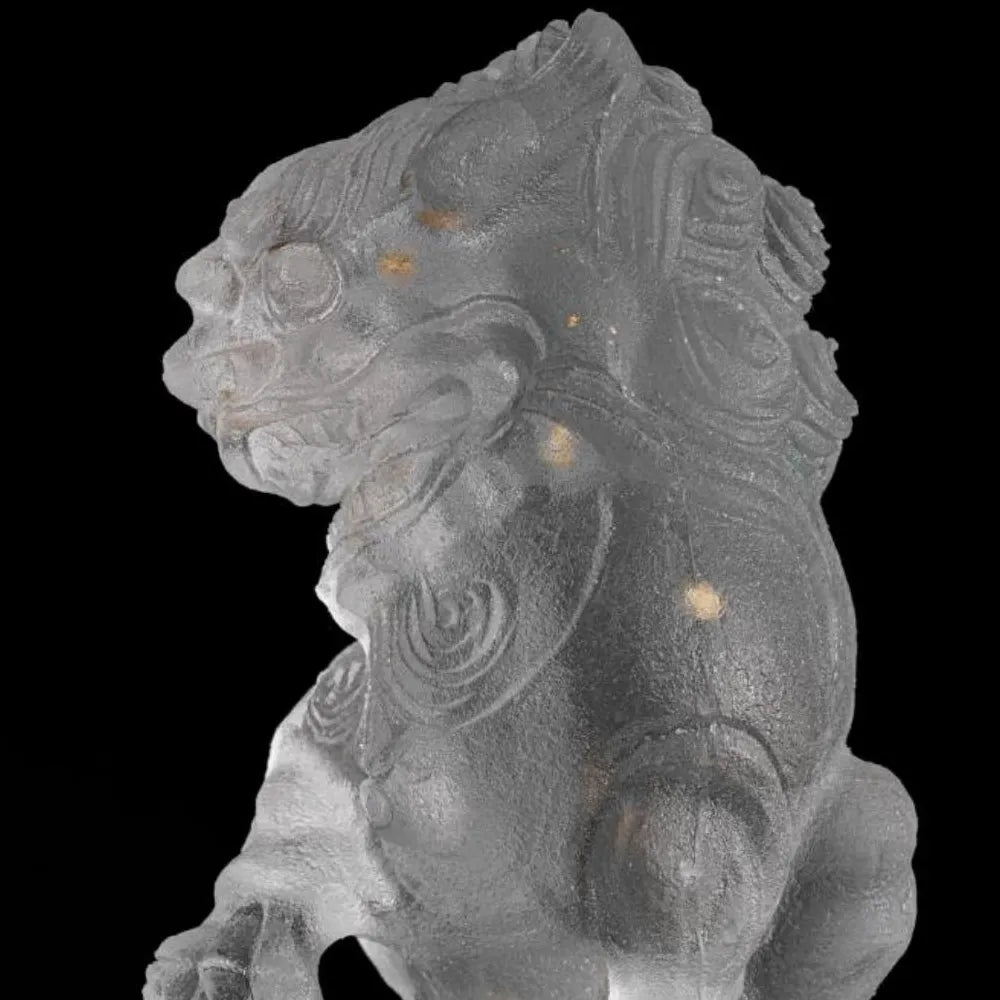 large crystal lion sculpture pillar style decorative art statue