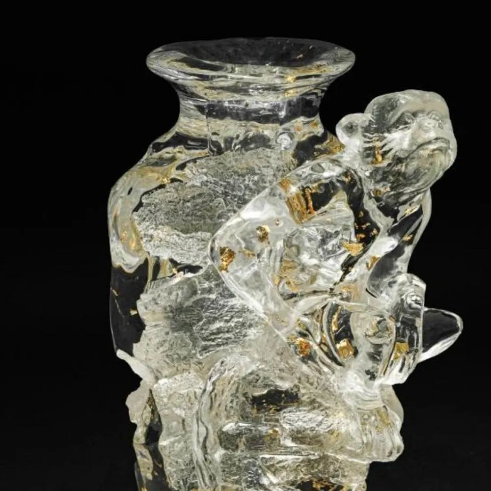 Chinese Zodiac art vase crystal monkey sculpture decorative piece