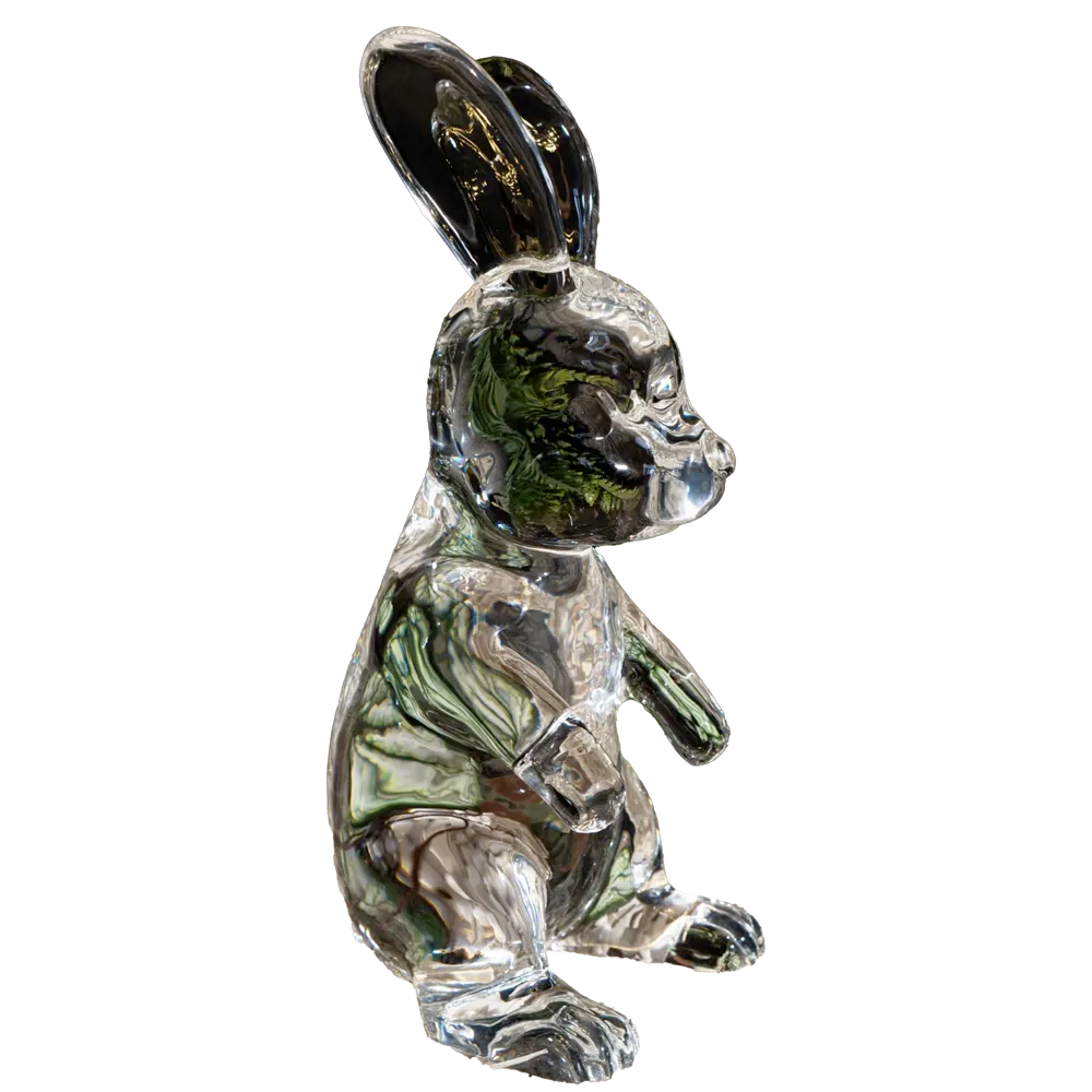 Spiritual Rabbit Statue, 400mm Height, Transparent Synthetic Crystal Animal Sculpture