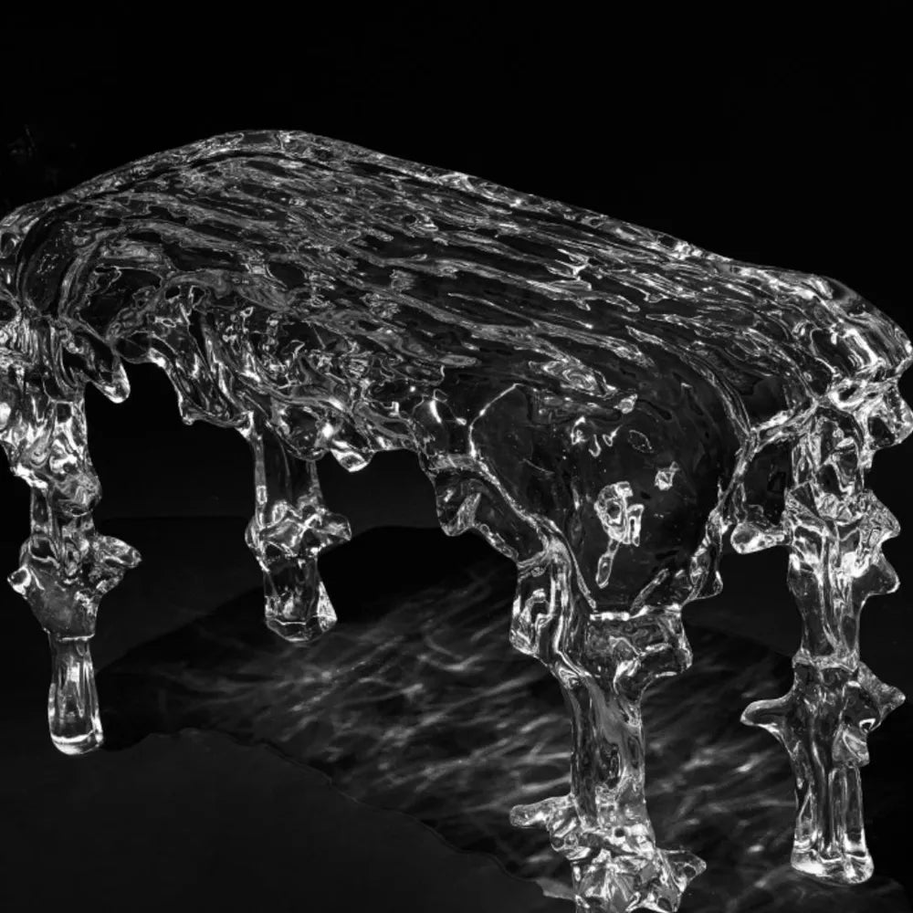 Mountains & Floating Streams Luxury Avant-Garde Crystal Piano Bench