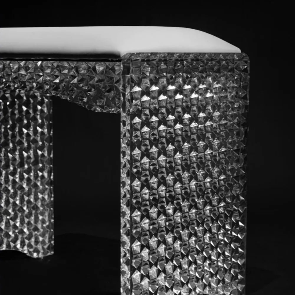 Pure Elegance Luxury Avant-Garde Geometric Faceted Crystal Piano Bench