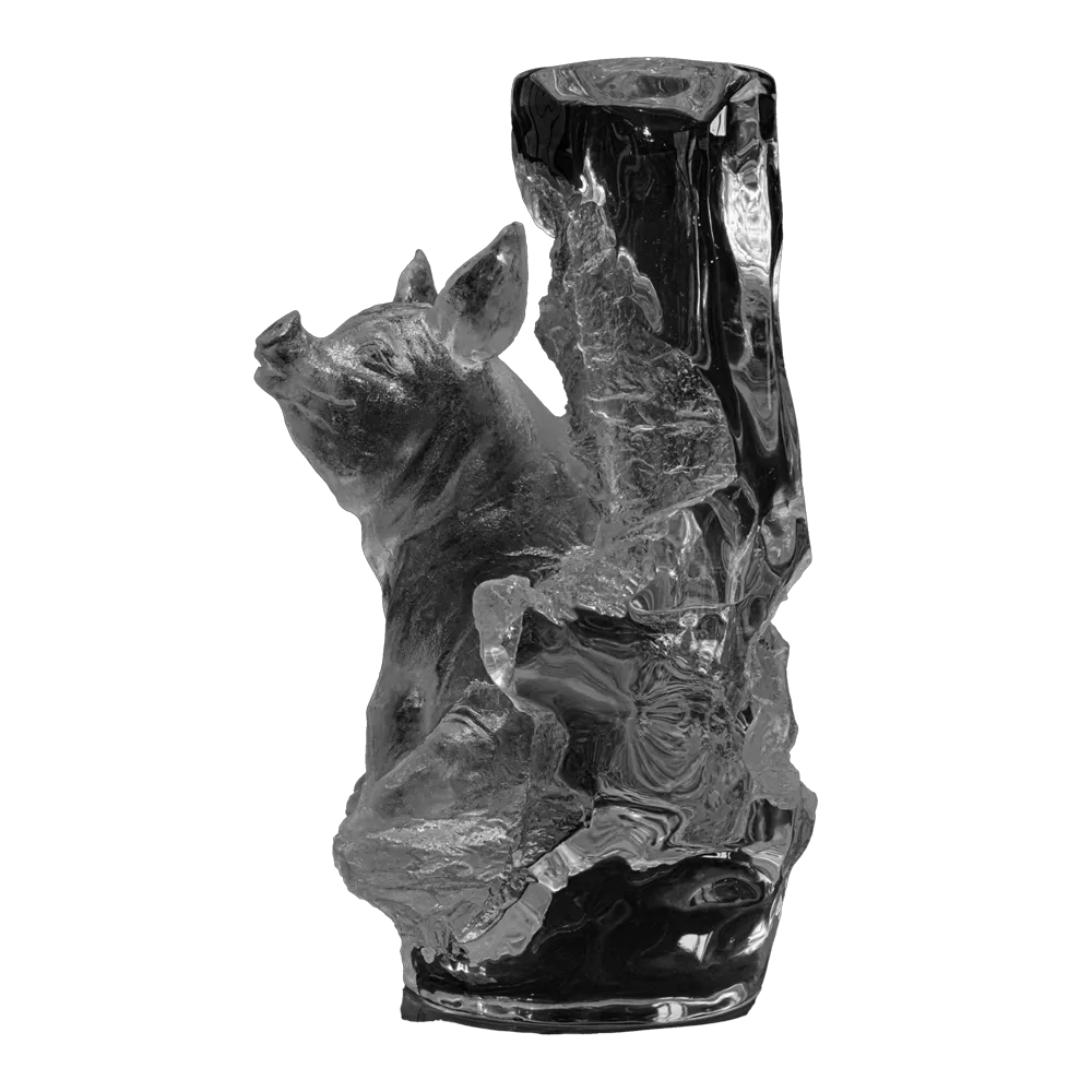 Chinese Zodiac Art Sculpture  Crystal Pig Vase