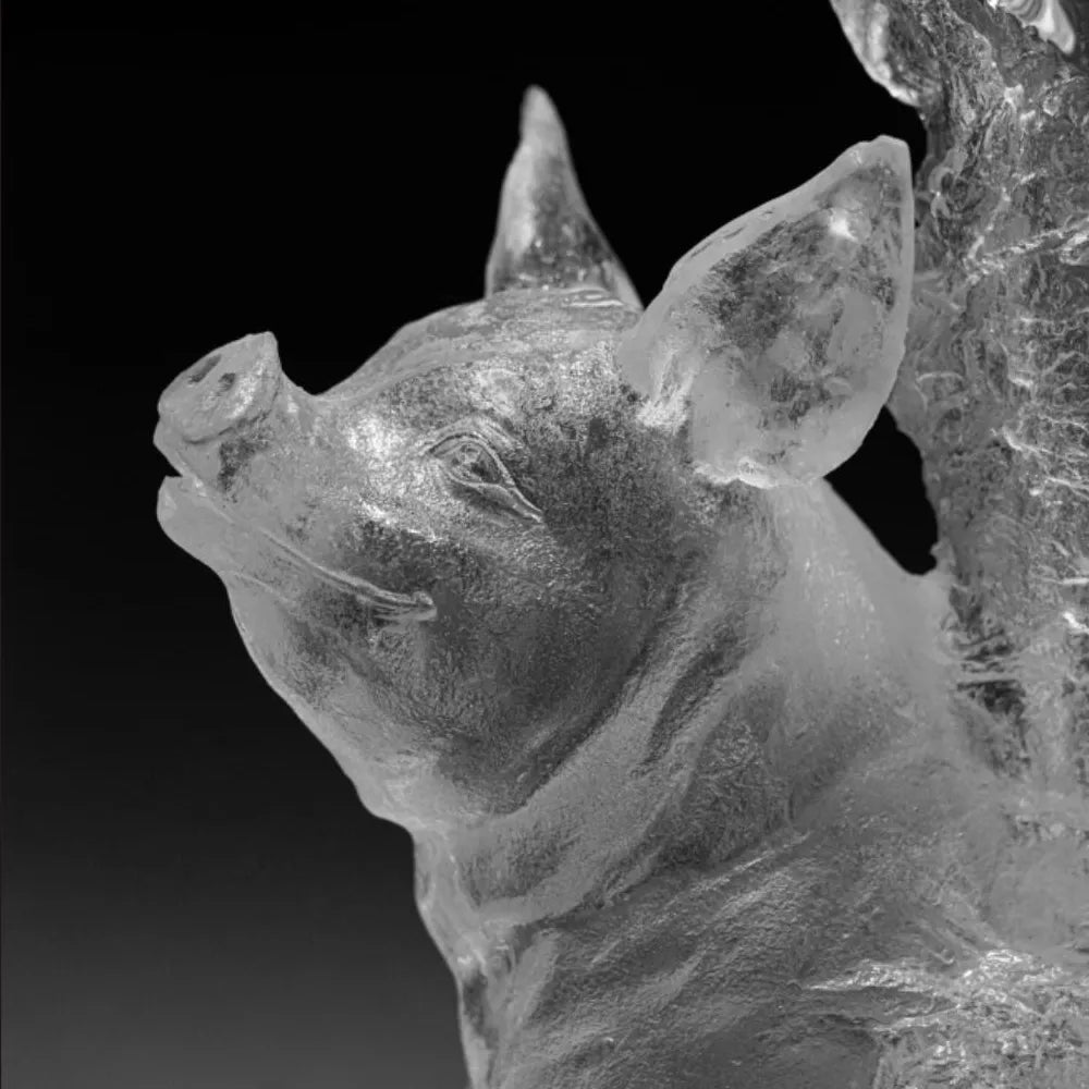 Chinese Zodiac Art Sculpture  Crystal Pig Vase
