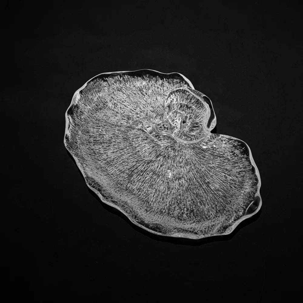 Crystal Reishi Tea Tray Sculpture  Luxury Art Decor