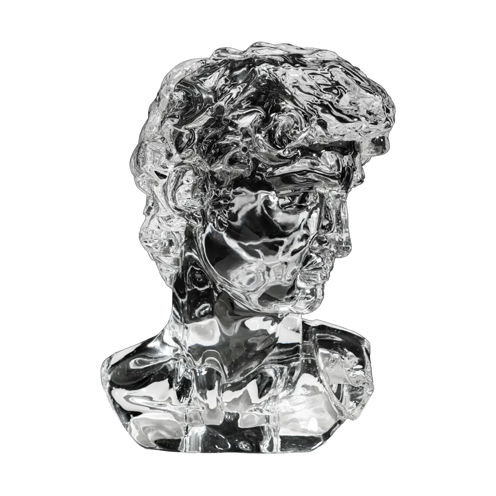 David Bust Statue, 460mm Height, Transparent Synthetic Crystal Art Sculpture