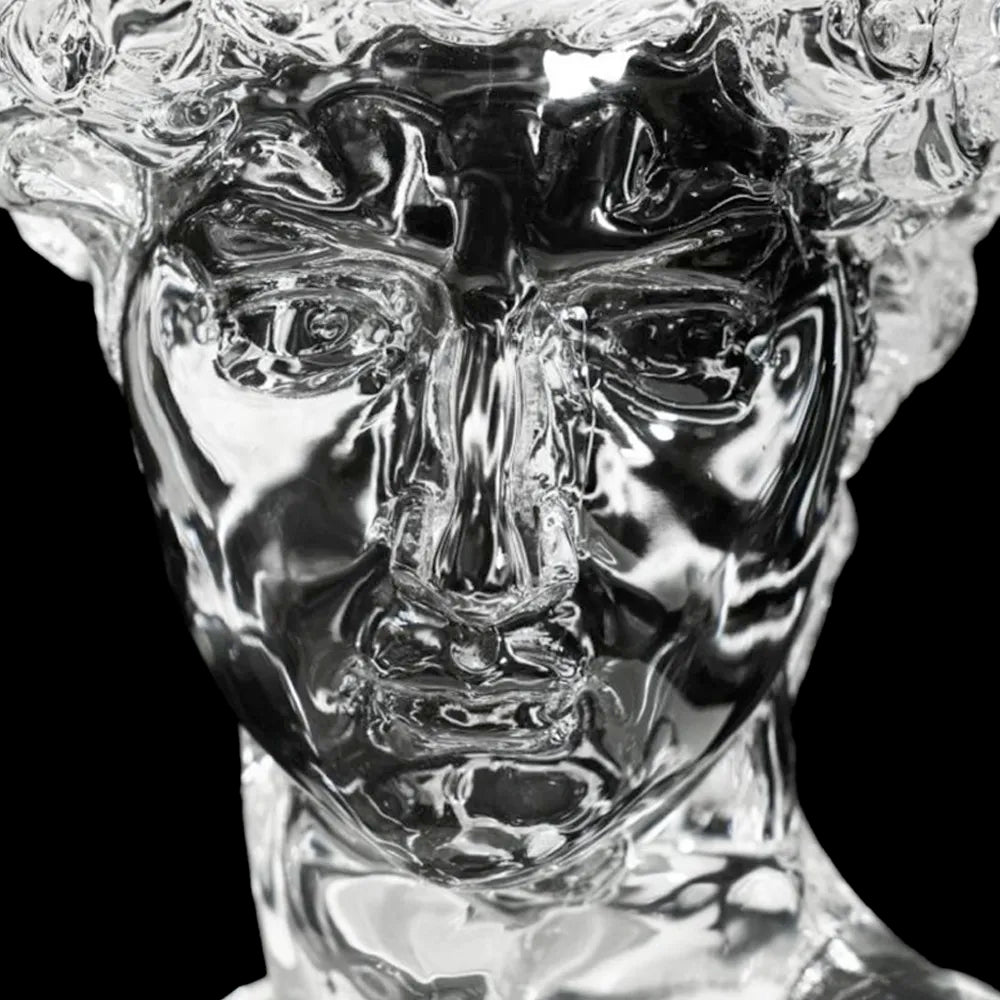 David Bust Statue, 460mm Height, Transparent Synthetic Crystal Art Sculpture