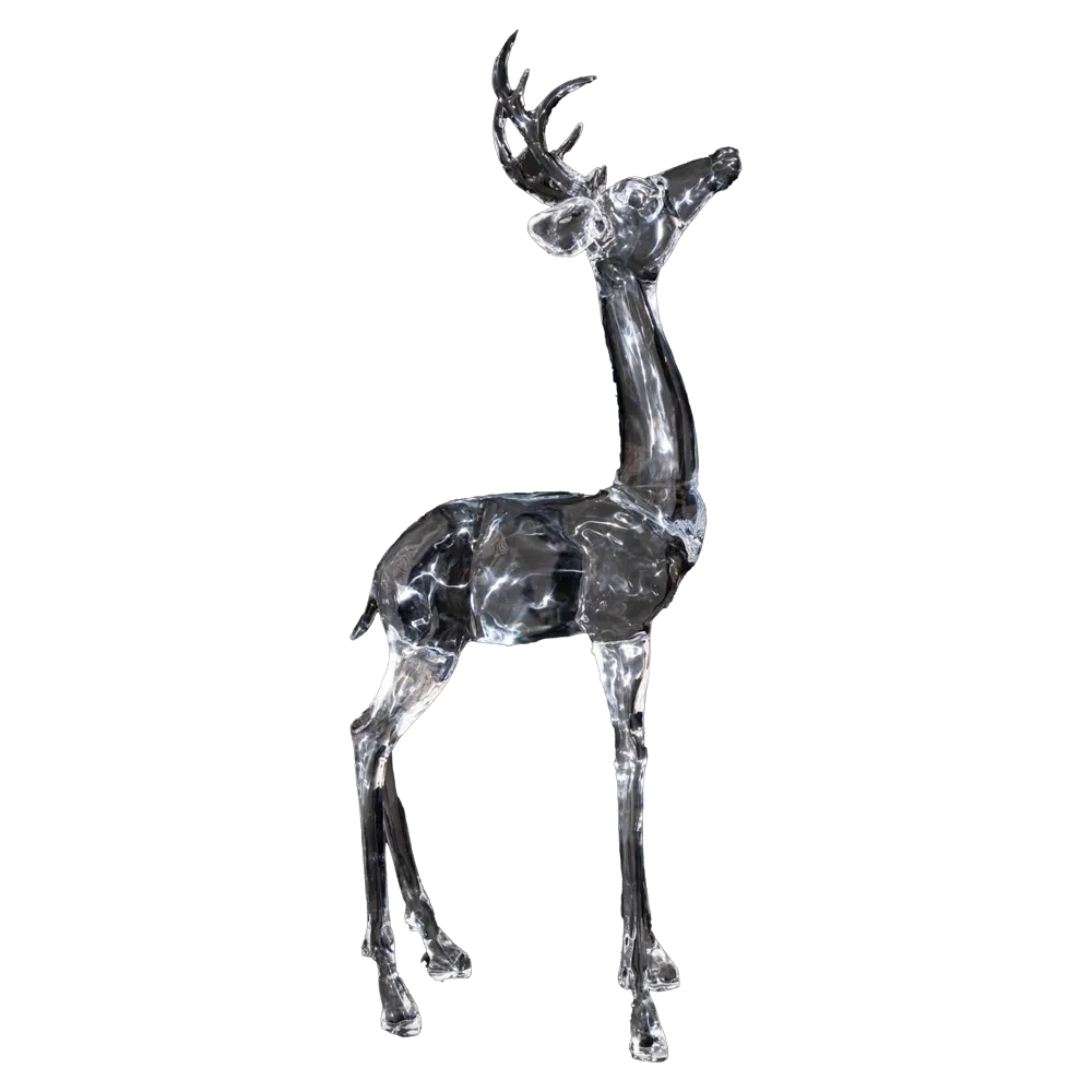 Majestic Looking Up Deer Statue, 1980mm Height, Large Synthetic Crystal Animal Sculpture for Grand Decor