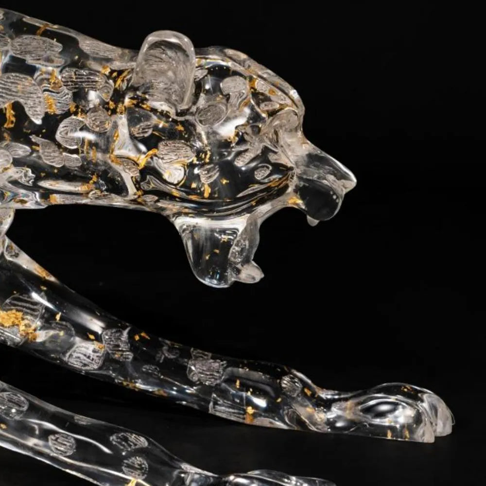 large crystal leopard sculpture