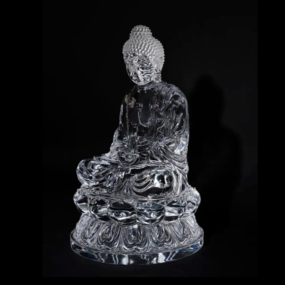 Transparent synthetic crystal Buddha sculpture, 64cm height, for home decor