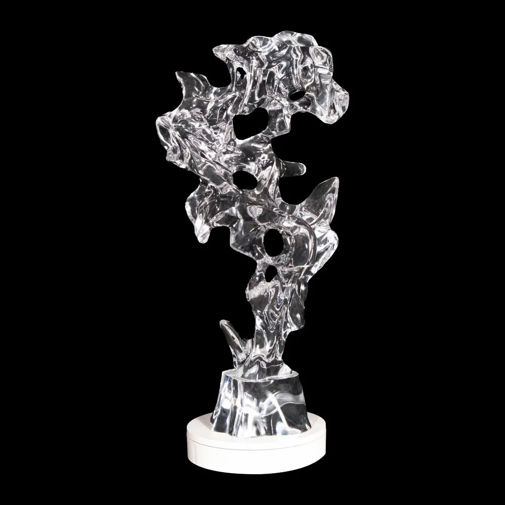 Large Taihu Stone Inspired Synthetic Crystal Sculpture, 920mm Height, Modern Zen Art Centerpiece