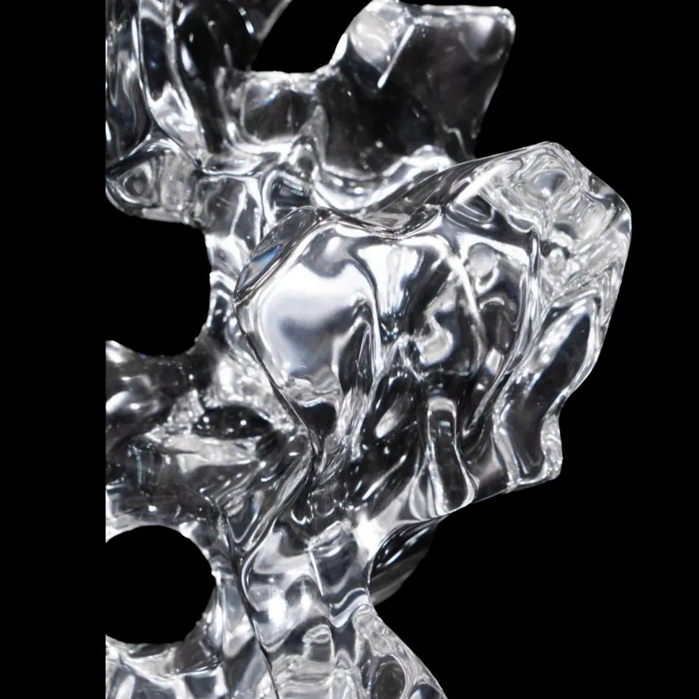Large Taihu Stone Inspired Synthetic Crystal Sculpture, 920mm Height, Modern Zen Art Centerpiece