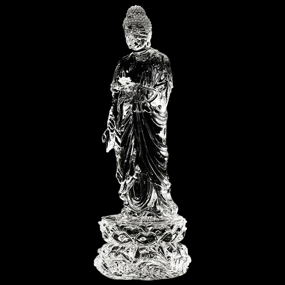 Standing Shakyamuni Buddha Statue, 2000mm Height, Synthetic Crystal Sculpture for Grand Interior Decor
