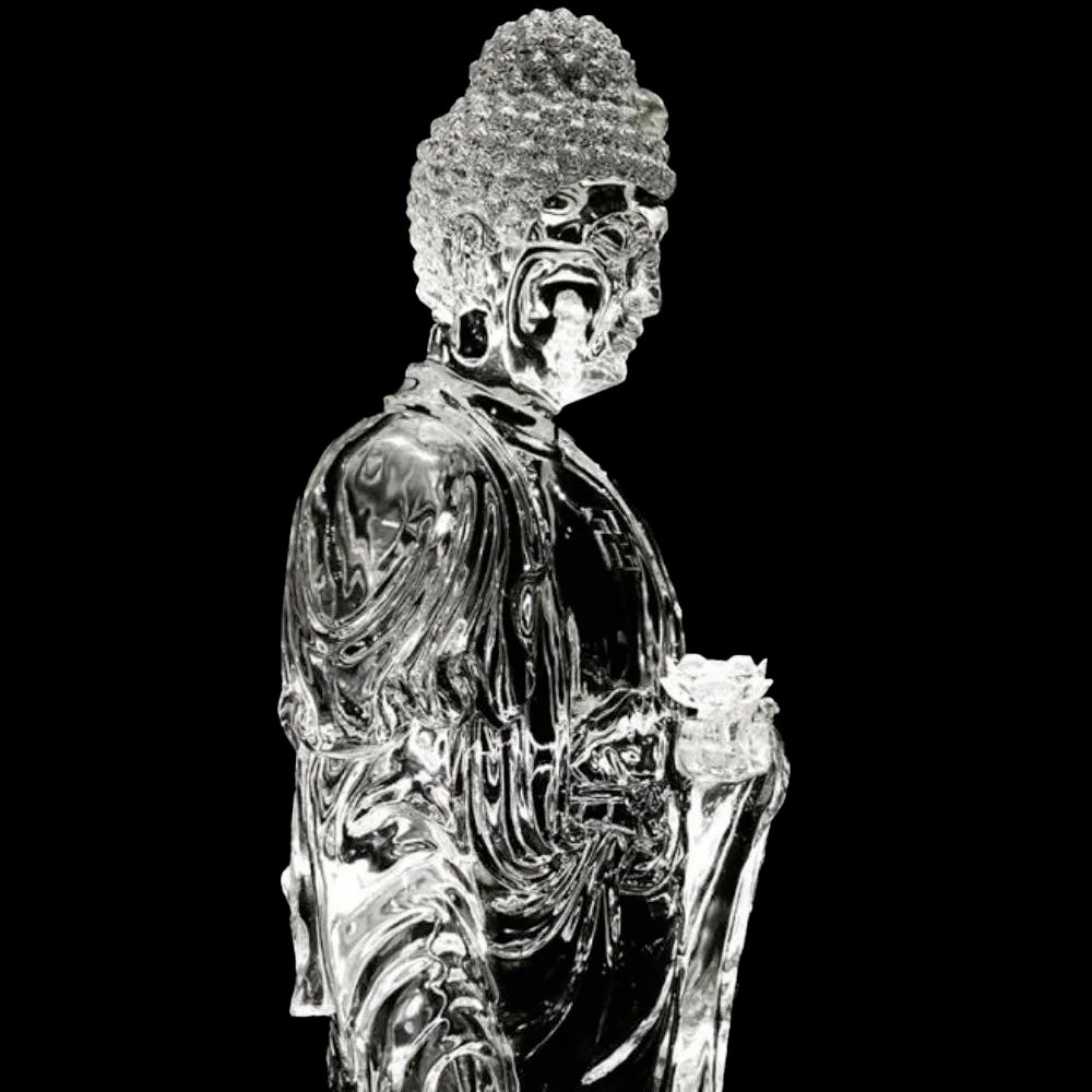 Standing Shakyamuni Buddha Statue, 2000mm Height, Synthetic Crystal Sculpture for Grand Interior Decor