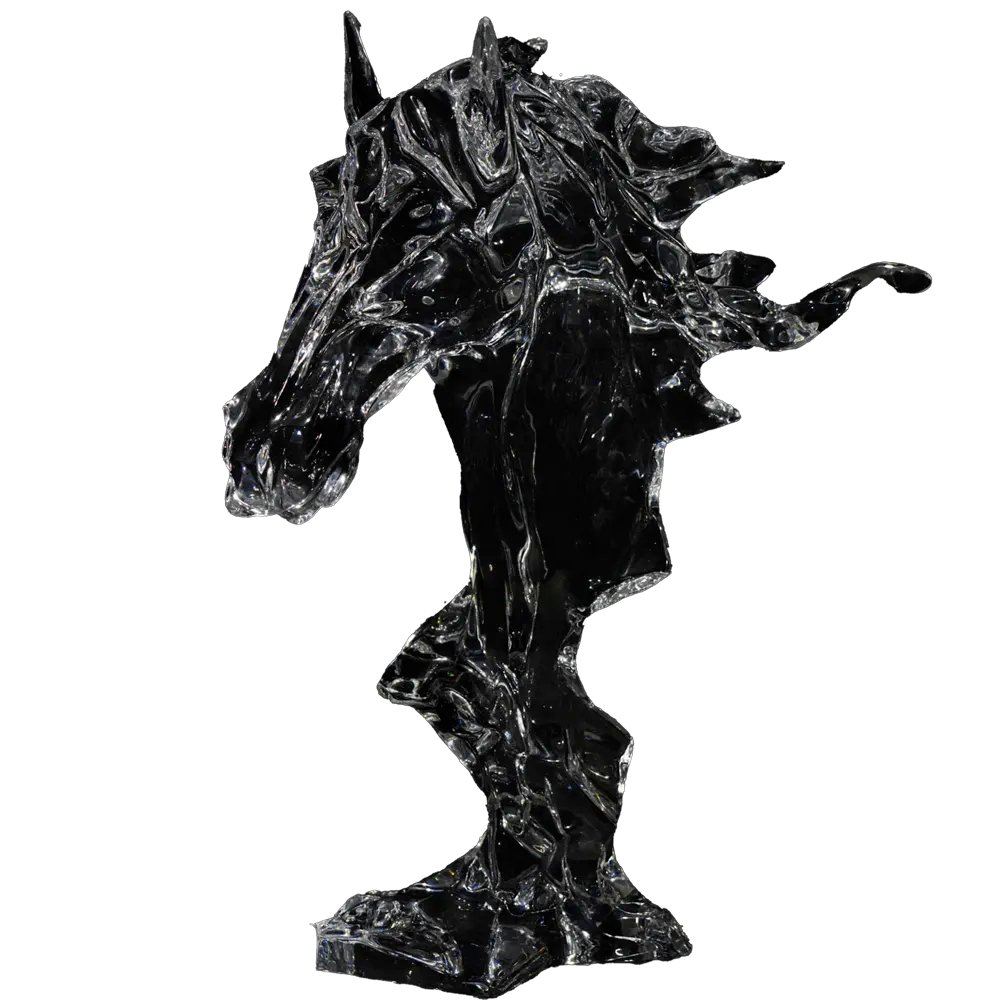 Abstract Horse Head Statue, 680mm Height, Transparent Synthetic Crystal Art Sculpture