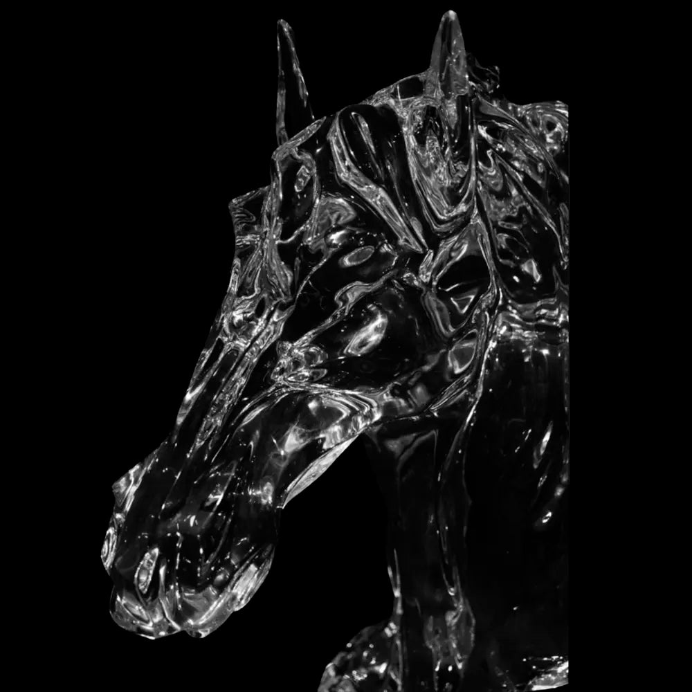 Abstract Horse Head Statue, 680mm Height, Transparent Synthetic Crystal Art Sculpture