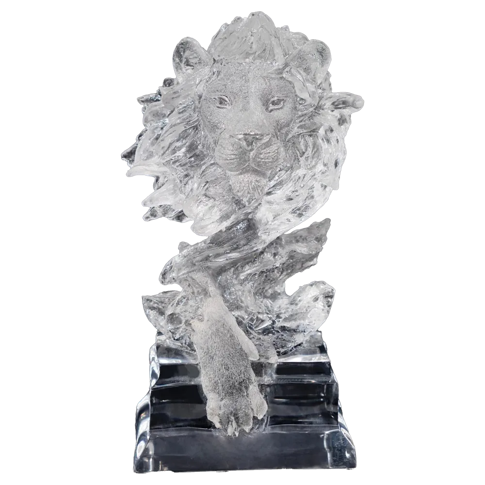 crystal lion bust sculpture king of pride majestic animal statue