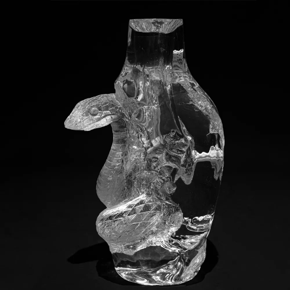 Chinese Zodiac art vase crystal snake sculpture decorative piece