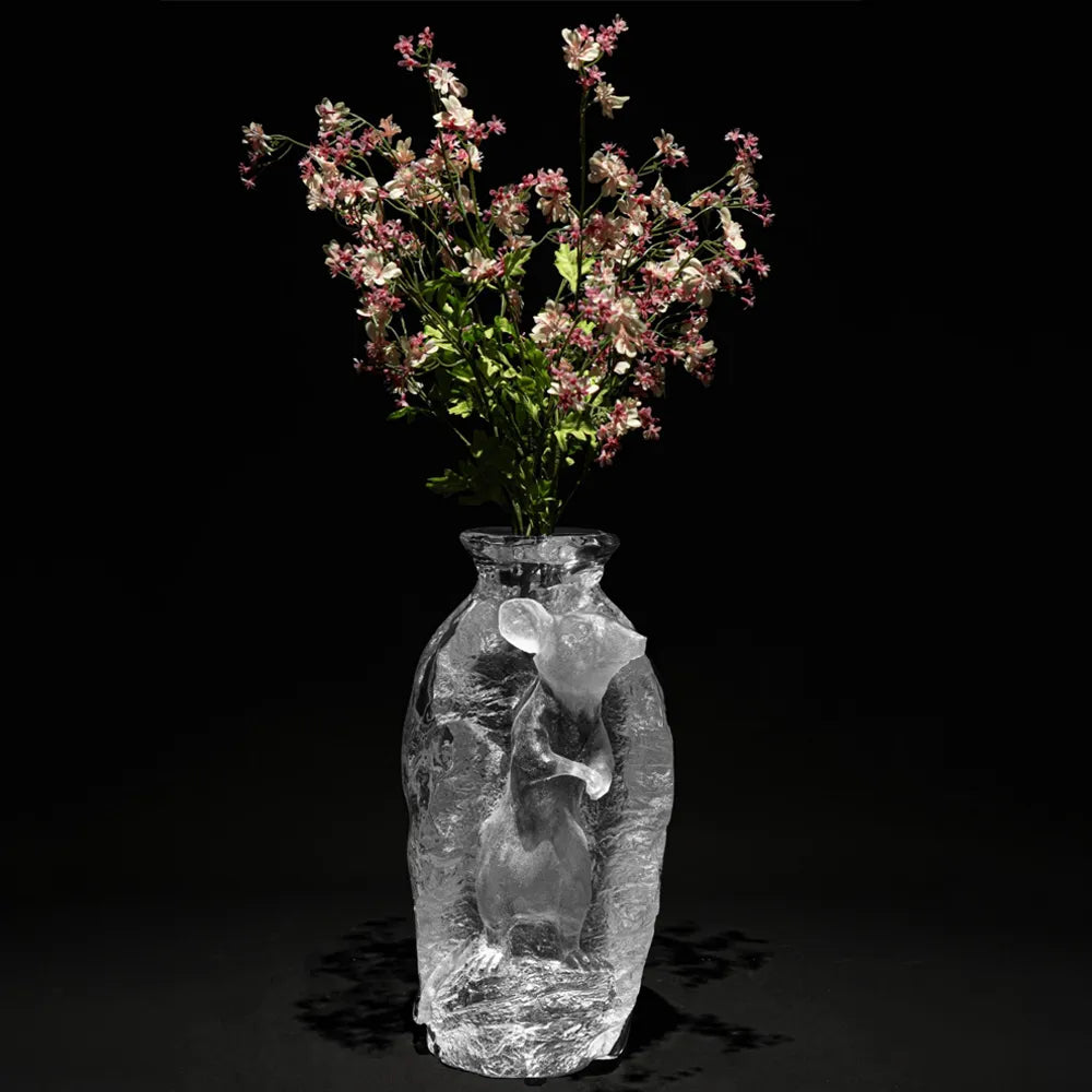 Chinese Zodiac art vase crystal rat sculpture decorative piece