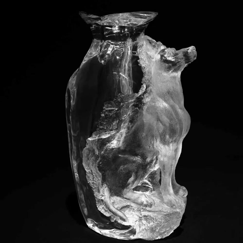 Chinese Zodiac crystal dog sculpture art vase decorative piece