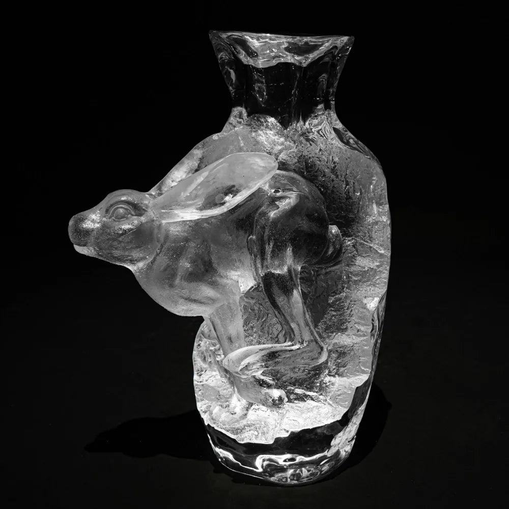 Chinese Zodiac art vase crystal rabbit sculpture decorative piece