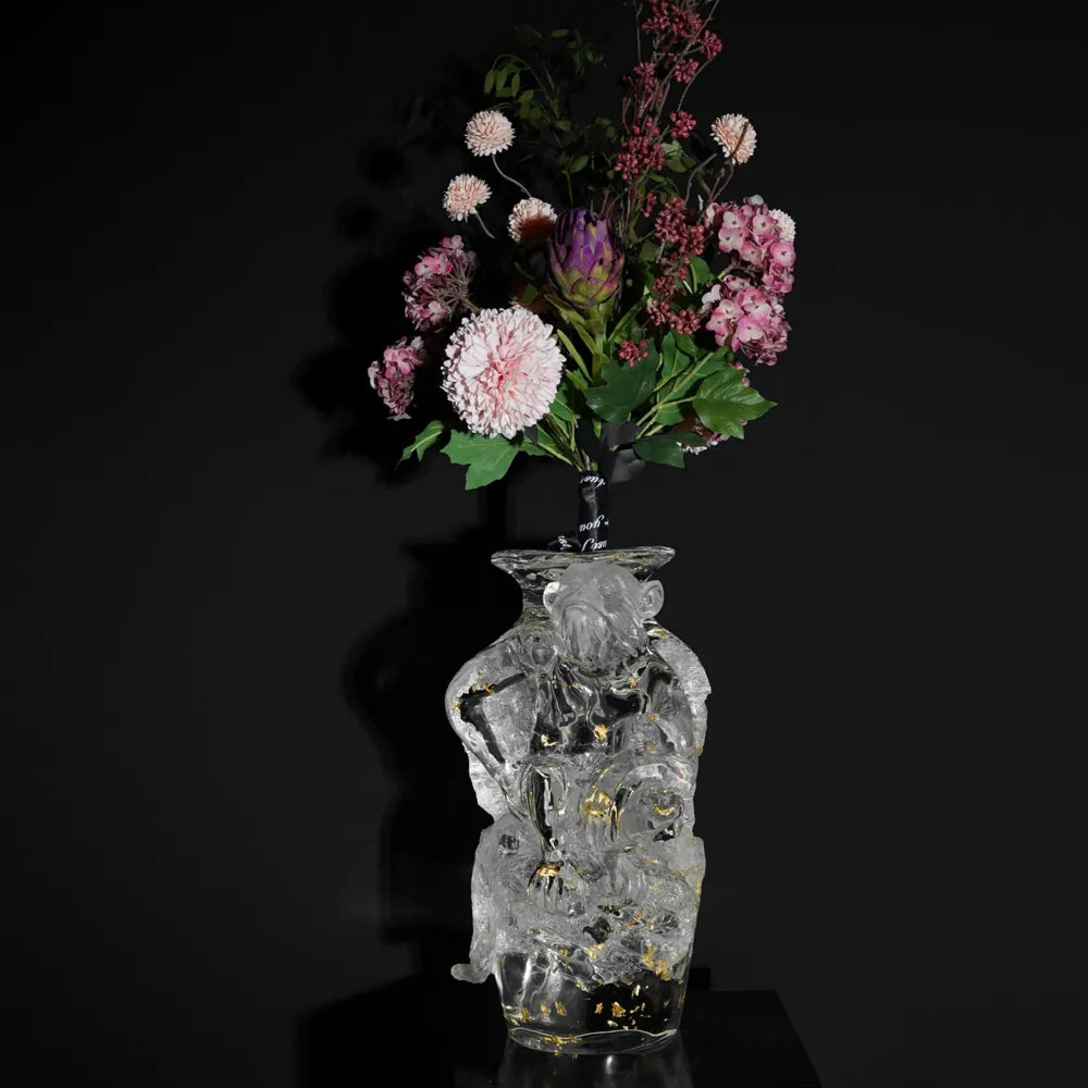 Chinese Zodiac art vase crystal monkey sculpture decorative piece