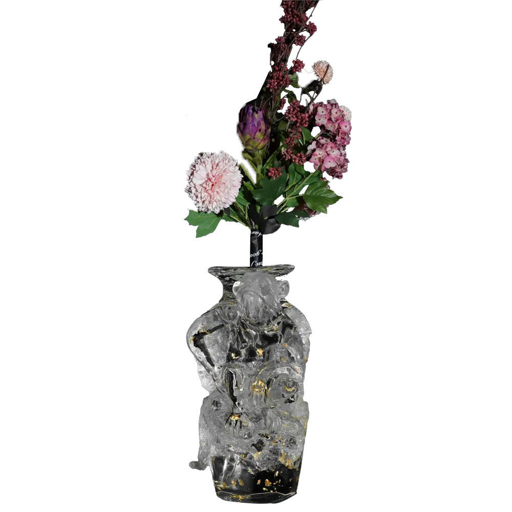 Chinese Zodiac art vase crystal monkey sculpture decorative piece