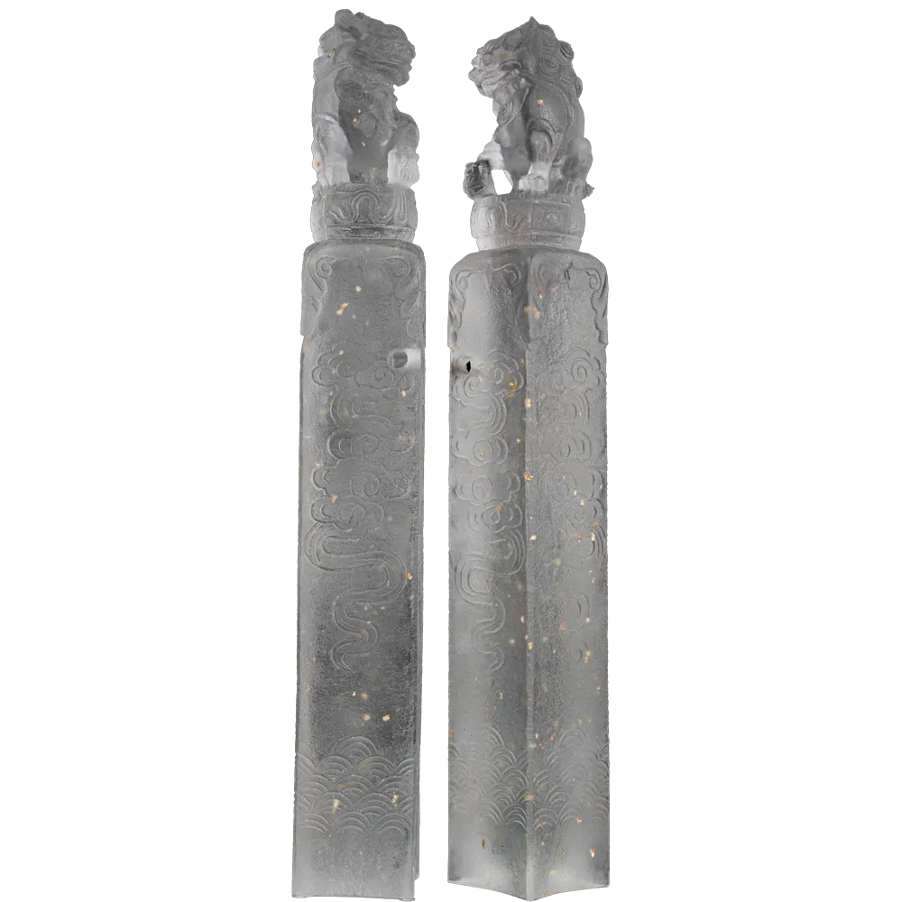 large crystal lion sculpture pillar style decorative art statue